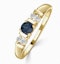 Kanchan Sapphire 3.75mm And Diamond 9K Gold Ring - image 1