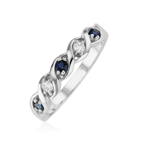 Sapphire 2.25 x 2.25mm And Diamond 9K White Gold Ring