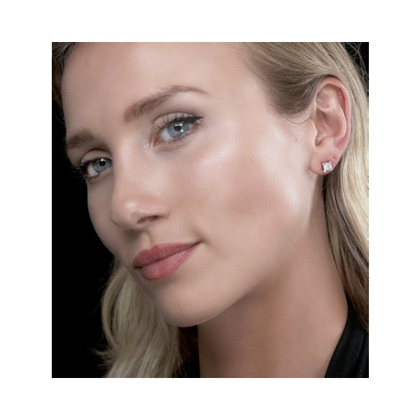 Platinum Princess Diamond Earrings - 1CT - G/VS - 4.8mm - Image 2