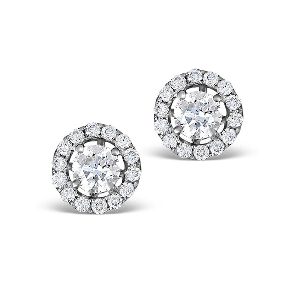 Halo Diamond Earrings - Ella 18K White Gold 0.84ct H/SI FG26 - Image 1