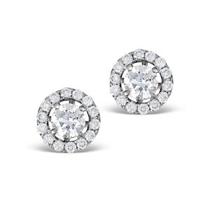Halo Diamond Earrings - Ella 18K White Gold 0.84ct G/Vs FG26