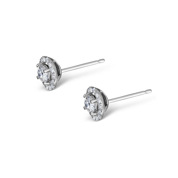 Halo Diamond Earrings - Ella 18K White Gold 0.84ct G/Vs FG26 - Image 2
