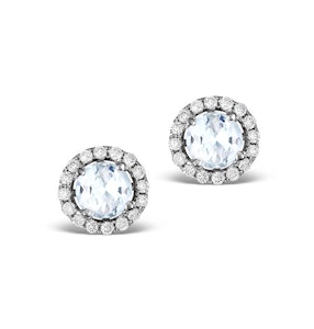 Diamond Halo Aquamarine Earrings 0.50CT - 18K White Gold FG27-CSY