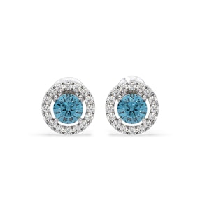 Ella Blue Lab Diamond 1.34ct Halo Earrings in 18K White Gold - Elara Collection