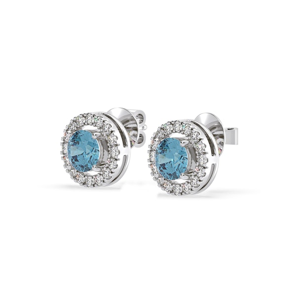 Ella Blue Lab Diamond 1.34ct Halo Earrings in 18K White Gold - Elara Collection - Image 3
