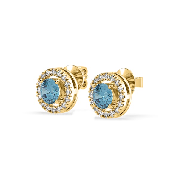 Ella Blue Lab Diamond 1.34ct Halo Earrings in 18K Yellow Gold - Elara Collection - Image 3