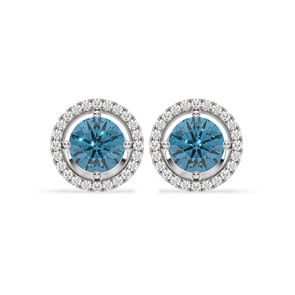 Ella Blue Lab Diamond 2.45ct Halo Earrings in 18K White Gold - Elara Collection - Image 1