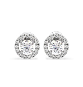 Ella Lab Diamond Halo Earrings 1.34ct in 18K White Gold F/VS1