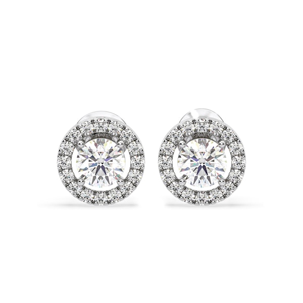 Ella Lab Diamond Halo Earrings 1.34ct in 18K White Gold F/VS1 - Image 1