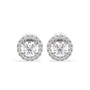 Ella Lab Diamond Halo Earrings 1.34ct in 18K White Gold F/VS1