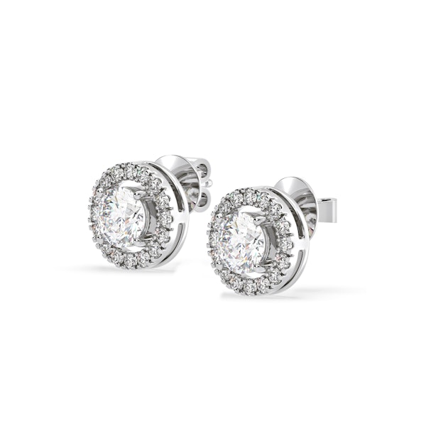 Ella Lab Diamond Halo Earrings 1.34ct in 18K White Gold F/VS1 - Image 3