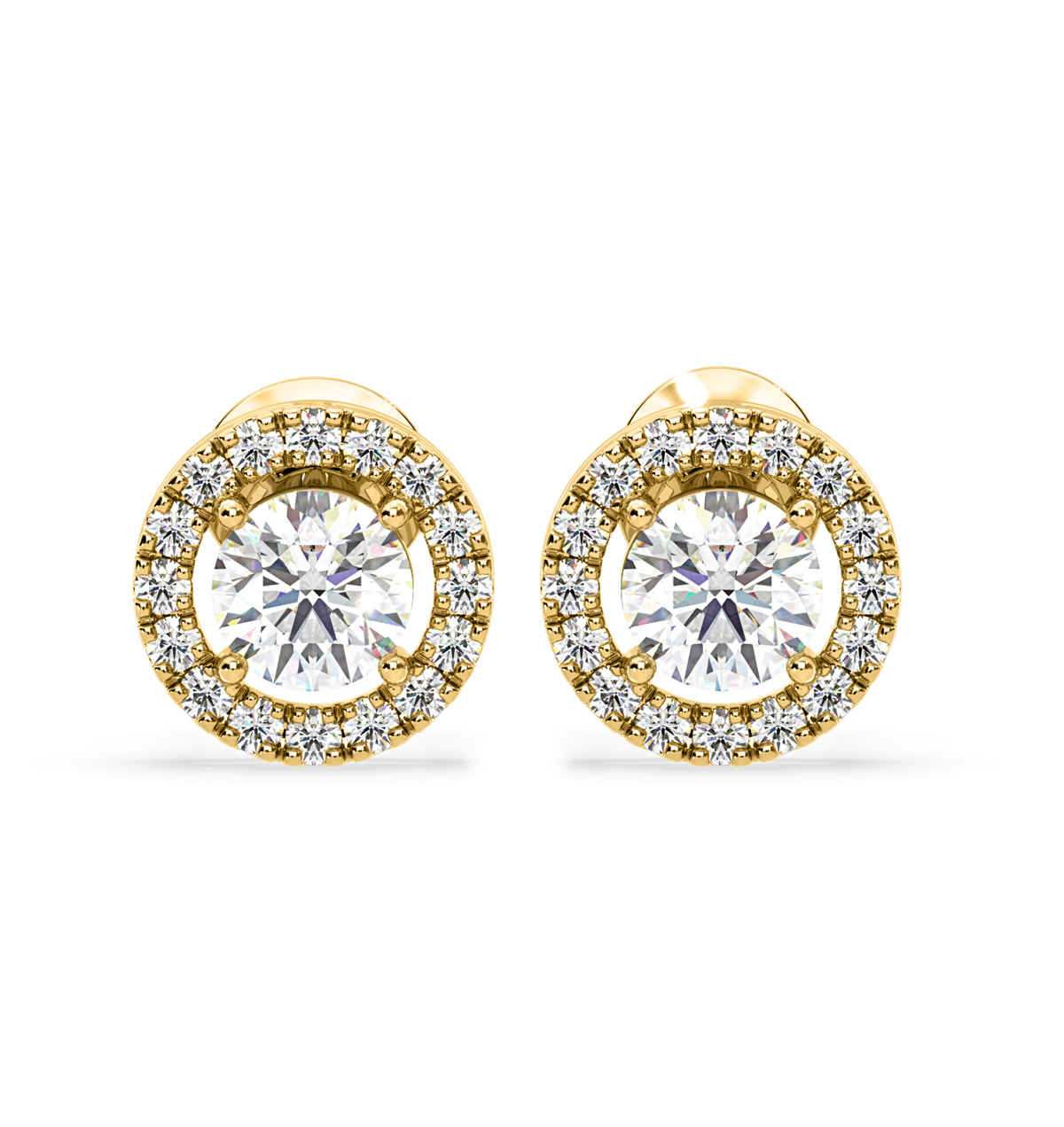 Ella Lab Diamond Halo Earrings 1.34ct in 18K Yellow Gold F/VS1