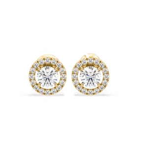 Ella Lab Diamond Halo Earrings 1.34ct in 18K Yellow Gold F/VS1