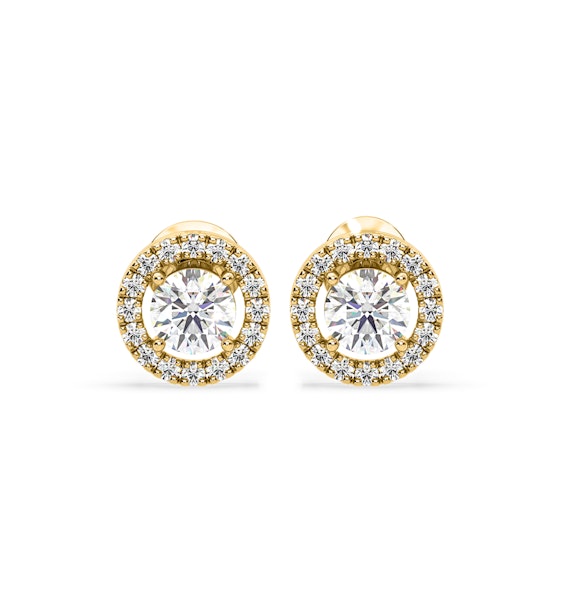 Ella Lab Diamond Halo Earrings 1.34ct in 18K Yellow Gold F/VS1 - Image 1