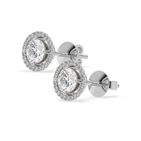 Ella Lab Diamond Halo Earrings 2.45ct in 18K White Gold F/VS1 - Image 3
