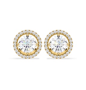 Ella Lab Diamond Halo Earrings 2.45ct in 18K Yellow Gold F/VS1