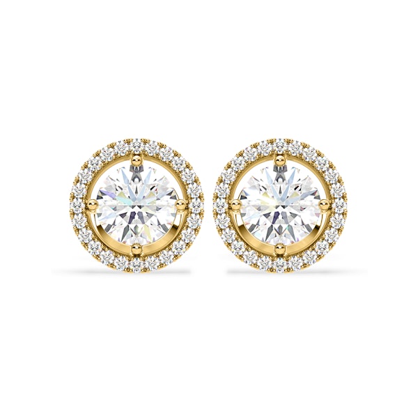 Ella Lab Diamond Halo Earrings 2.45ct in 18K Yellow Gold F/VS1 - Image 1