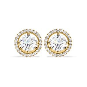 Ella Lab Diamond Halo Earrings 2.45ct in 18K Yellow Gold F/VS1