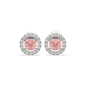 Ella Pink Lab Diamond 1.34ct Halo Earrings in 18K White Gold - Elara Collection