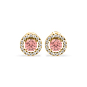 Ella Pink Lab Diamond 1.34ct Halo Earrings in 18K Yellow Gold - Elara Collection