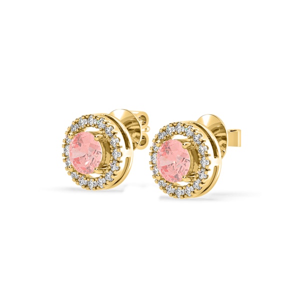 Ella Pink Lab Diamond 1.34ct Halo Earrings in 18K Yellow Gold - Elara Collection - Image 3