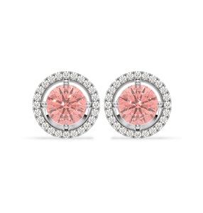 Ella Pink Lab Diamond 2.45ct Halo Earrings in 18K White Gold - Elara Collection