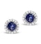 Diamond Halo Sapphire Earrings 0.75CT -18K White Gold FG27-UY - image 1