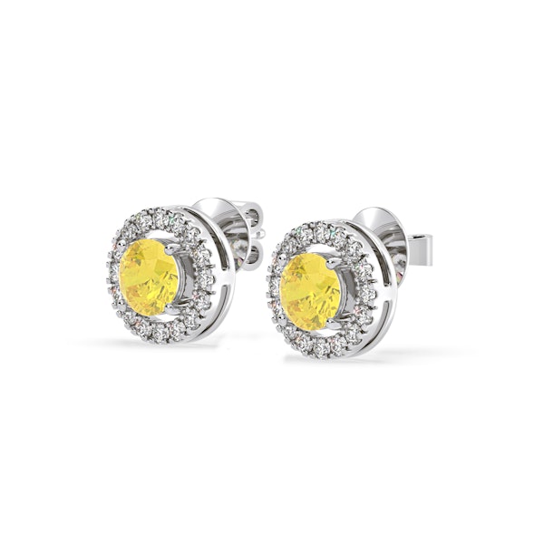 Ella Yellow Lab Diamond 1.34ct Halo Earrings in 18K White Gold - Elara Collection - Image 3