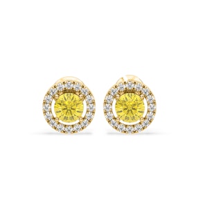 Ella Yellow Lab Diamond 1.34ct Halo Earrings in 18K White Gold - Elara Collection