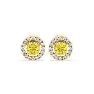 Ella Yellow Lab Diamond 1.34ct Halo Earrings in 18K White Gold - Elara Collection