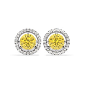 Ella Yellow Lab Diamond 2.45ct Halo Earrings in 18K White Gold - Elara Collection