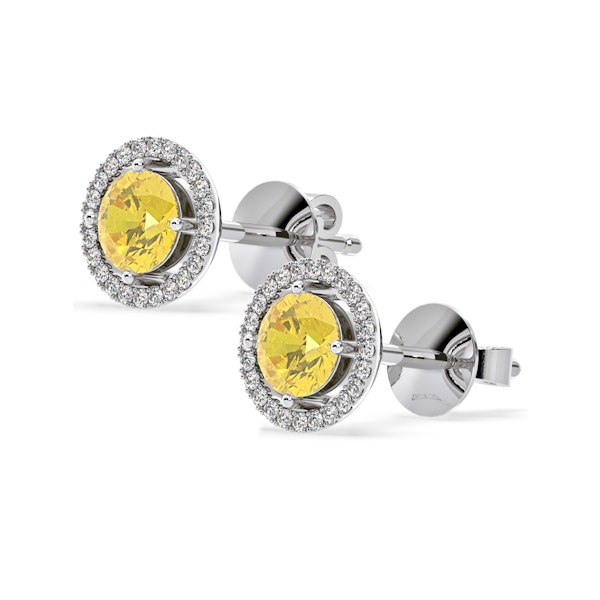 Ella Yellow Lab Diamond 2.45ct Halo Earrings in 18K White Gold - Elara Collection - Image 3