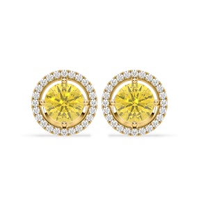 Ella Yellow Lab Diamond 2.45ct Halo Earrings in 18K Yellow Gold - Elara Collection