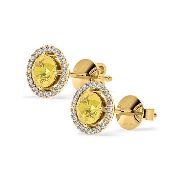 Ella Yellow Lab Diamond 2.45ct Halo Earrings in 18K Yellow Gold - Elara Collection - Image 3