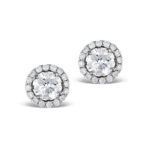 Halo Diamond Earrings - Ella 18K White Gold 1.34ct H/SI FG27-JUY
