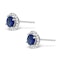Diamond Halo Sapphire Earrings 0.75CT -18K White Gold FG27-UY - image 2