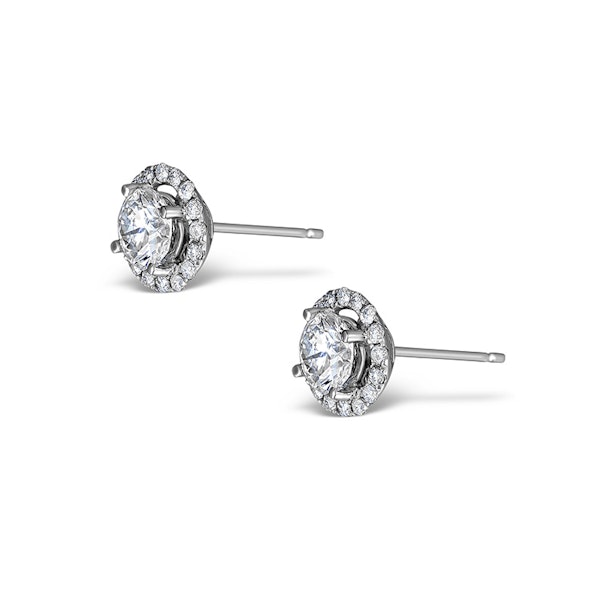 Halo Diamond Earrings - Ella 18K White Gold 1.34ct H/SI FG27-JUY - Image 2