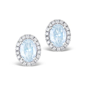 Aquamarine 1.40CT And Diamond 18K White Gold Earrings
