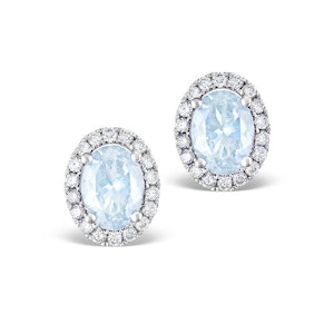Aquamarine 1.40CT And Diamond 18K White Gold Earrings