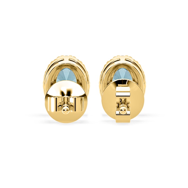 Georgina Blue Lab Diamond 1.34ct Oval Halo Earrings in 18K Gold - Elara Collection - Image 5