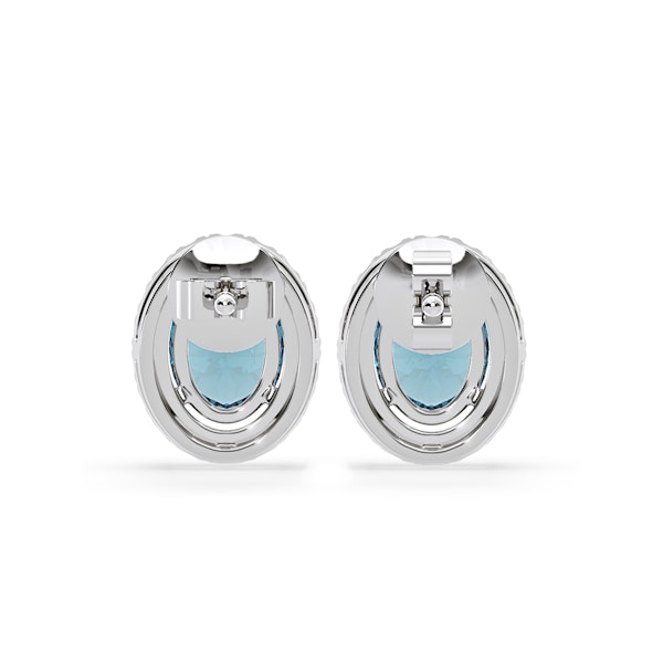 Georgina Blue Lab Diamond 2.45ct Oval Halo Earrings in 18K White Gold - Elara Collection - Image 5