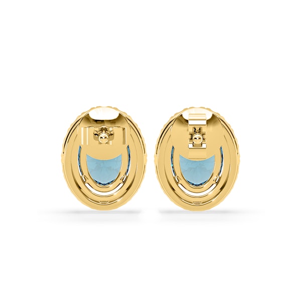 Georgina Blue Lab Diamond 2.45ct Oval Halo Earrings in 18K Gold - Elara Collection - Image 5
