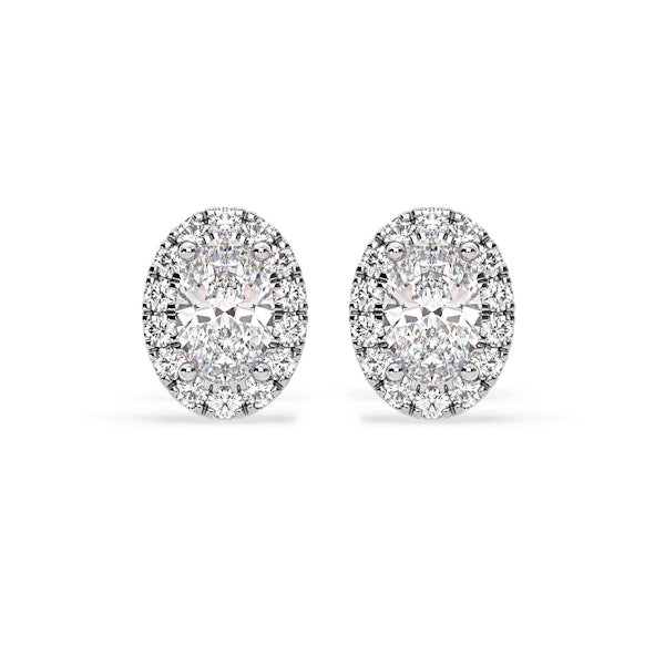 Georgina Oval Lab Diamond Halo Earrings 1.34ct in 18K White Gold F/VS1 - Image 1