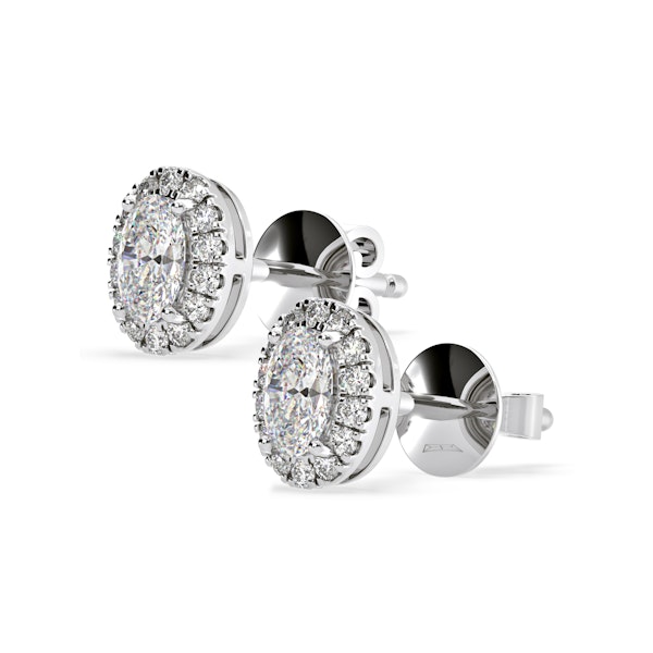 Georgina Oval Lab Diamond Halo Earrings 1.34ct in 18K White Gold F/VS1 - Image 3