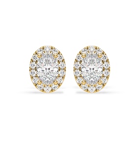 Georgina Oval Lab Diamond Halo Earrings 1.34ct in 18K Yellow Gold F/VS1