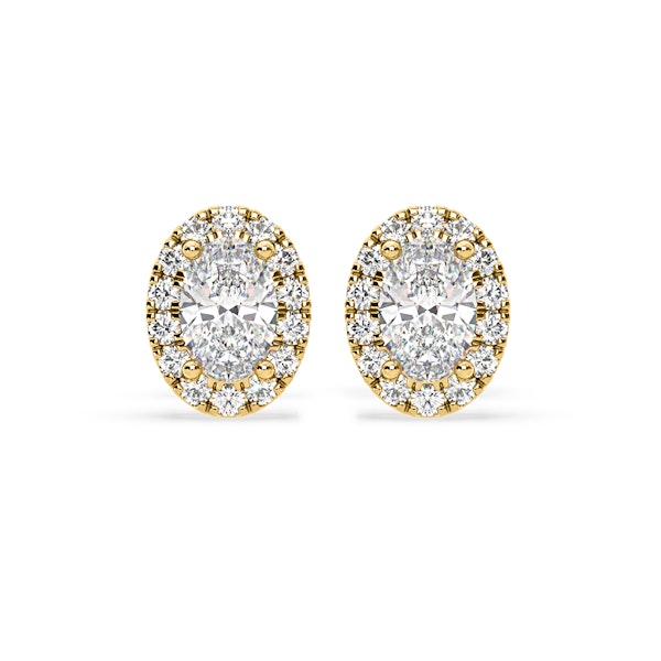 Georgina Oval Lab Diamond Halo Earrings 1.34ct in 18K Yellow Gold F/VS1 - Image 1