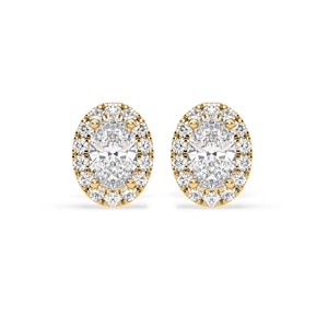Georgina Oval Lab Diamond Halo Earrings 1.34ct in 18K Yellow Gold F/VS1