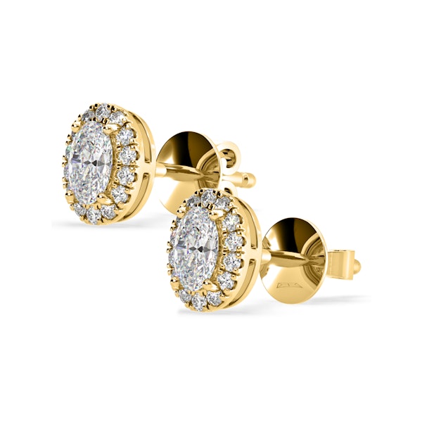 Georgina Oval Lab Diamond Halo Earrings 1.34ct in 18K Yellow Gold F/VS1 - Image 3