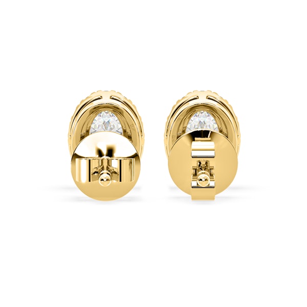 Georgina Oval Lab Diamond Halo Earrings 1.34ct in 18K Yellow Gold F/VS1 - Image 5