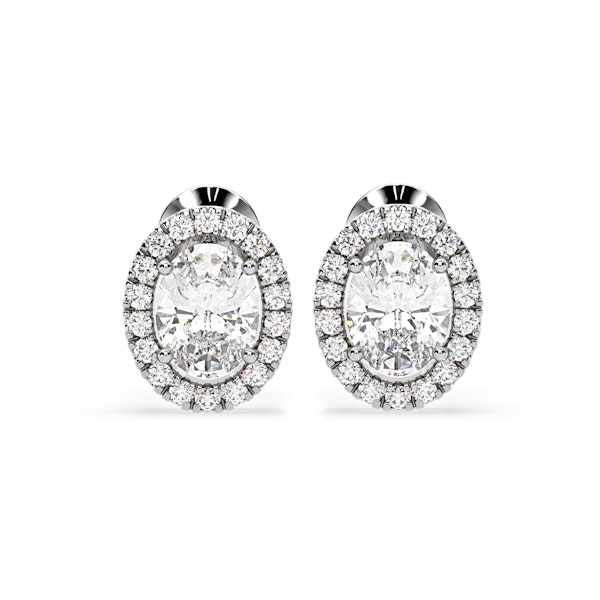 Georgina Oval Lab Diamond Halo Earrings 2.45ct in 18K White Gold F/VS1 - Image 1